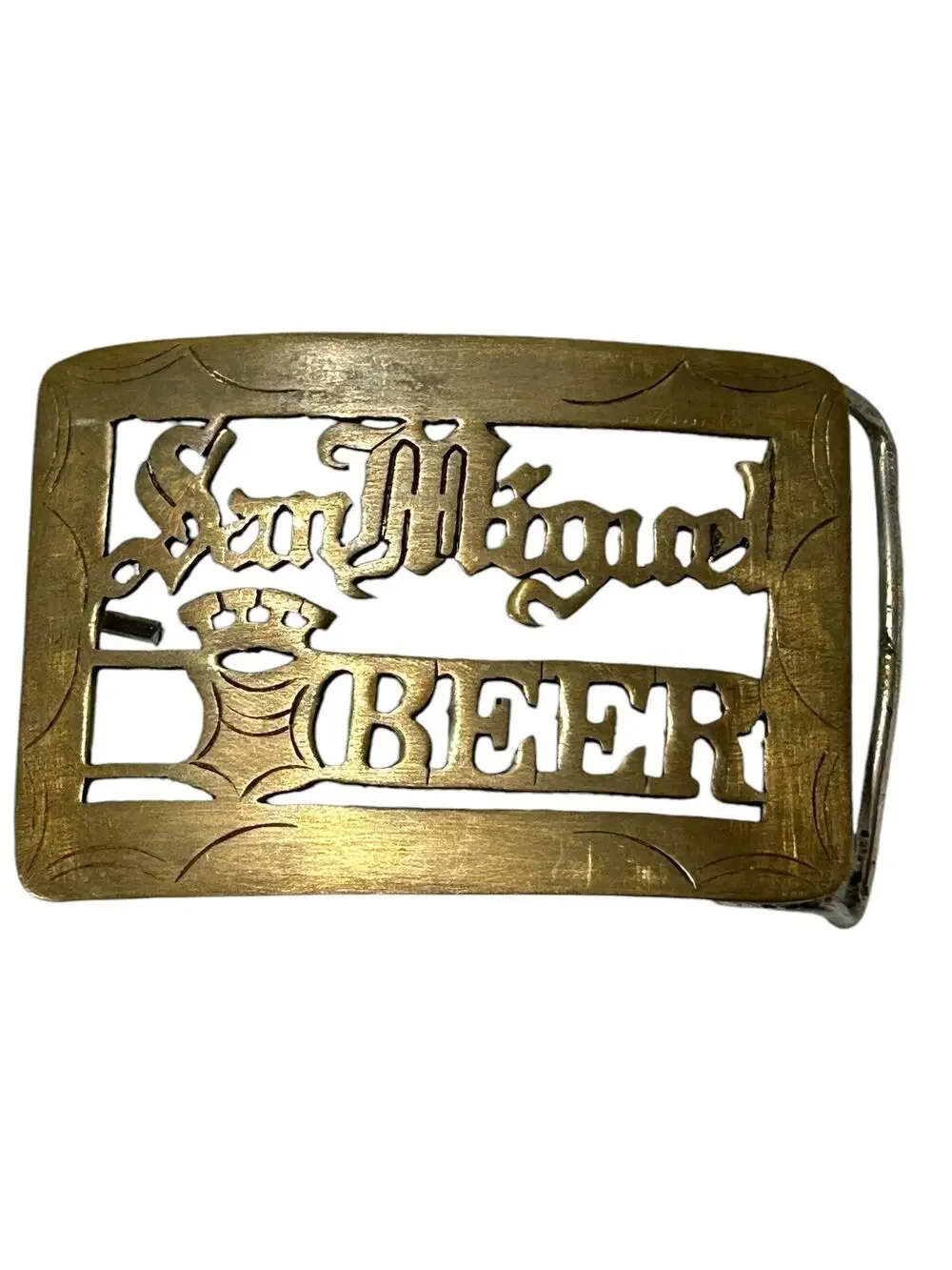 VINTAGE 1970s **SAN MIGUEL** BEER OF THE PACIFIC BELT BUCKLE Old English #2